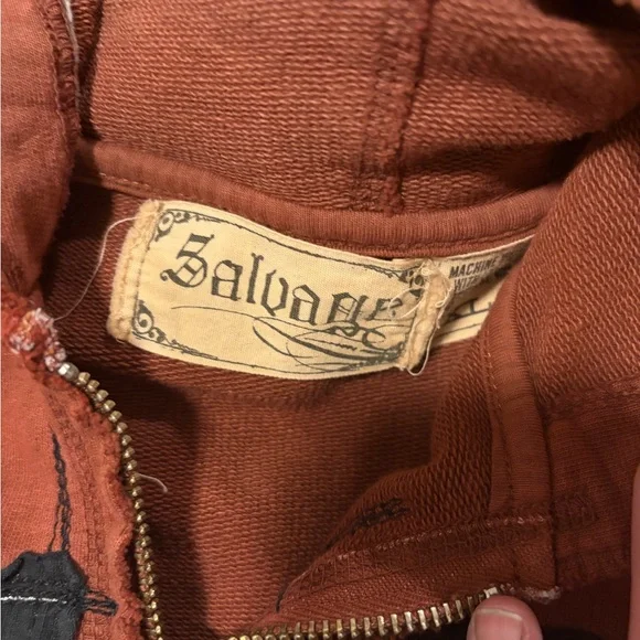 Salvage Rust Hoodie with Black Accents